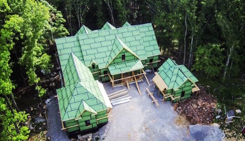 Aerial view of construction on the groves southern living showcase home